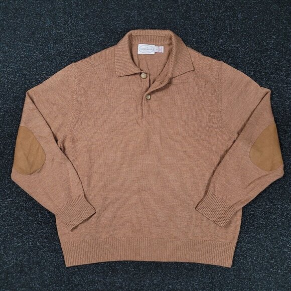 Jacob Miller Shirtmaker 100% Merino Wool Sweater‎ Men's XL Elbow Patch Pullover